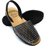 Sandales plates noires en cuir Pointure 39 look fashion pour femme 