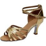 Chaussures de tango dorées à paillettes respirantes à bouts ronds à lacets Pointure 38 look casual pour femme 