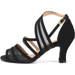 Chaussures De Danse Noires Respirantes Pour Femmes Avec Filet En Spirale - Parfaites La Salsa, Bachata, Salle Bal Et Les Mariages