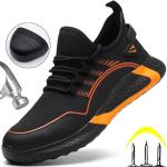 Chaussures de travail  orange en fil filet anti choc à lacets Pointure 39 look fashion pour homme 