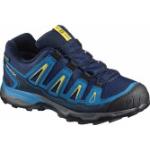 Chaussures de sport Salomon Trekking bleues en gore tex légères à lacets look fashion 