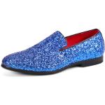 Chaussures casual bleues en caoutchouc à paillettes respirantes à bouts pointus Pointure 42 plus size look casual pour homme 