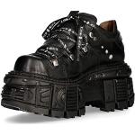 Chaussures de sport New Rock noires en cuir Pointure 42 look militaire pour homme 