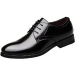 Chaussures de randonnée noires en cuir imperméables à bouts pointus pour pieds larges à lacets look casual pour homme 