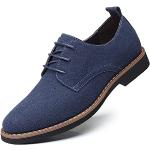 Chaussures oxford bleues en daim pour pieds larges à lacets classiques pour homme 