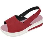Sandales plateformes rouges à bouts ronds Pointure 41 look fashion pour femme 