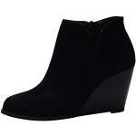 Sandales compensées noires en daim à fermetures éclair Pointure 39 look fashion pour femme 