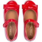 Chaussures de soirée rouges à motif fleurs en cuir pour fille 