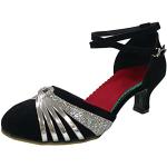 Chaussures de tango de mariage argentées à strass pour pieds larges à élastiques Pointure 42 look fashion pour femme 