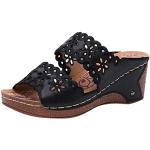 Sandales noires à effet léopard à paillettes en cuir à talons compensés Pointure 37 look gothique pour femme 