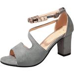 Sandales grises à paillettes en cuir Pointure 41 avec un talon entre 7 et 9cm look fashion pour femme 