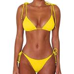 Bikinis triangle jaunes à fleurs Taille XL classiques pour femme 