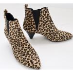 Bottines Caroll noires à effet léopard en cuir léopard à bouts en amande Pointure 37 avec un talon entre 5 et 7cm pour femme en promo 