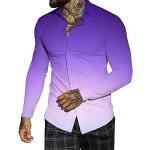 Chemises violettes à capuche à manches longues à double col Taille L plus size steampunk pour homme 