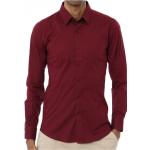 Chemises Kebello rouge bordeaux en coton col italien à manches longues Taille XL look fashion pour homme 