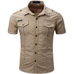 Chemise classique à manches courtes et simple boutonnage pour homme, style militaire, chemise habillée, coupe régulière - Vert - S