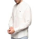Chemises Shilton blanches en lin col mao lavable en machine à manches longues Taille M look casual pour homme en solde 