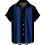 Chemises vintage bleues à fleurs en dentelle à motif papillons à manches courtes à col rond Taille 3 XL plus size look Pin-Up pour femme 