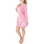 Chemises de nuit longues roses en coton Taille 3 XL look fashion pour femme 