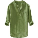 Chemises de nuit vertes à carreaux en flanelle à manches courtes à manches longues Taille L look casual pour homme 