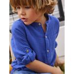 Chemises Vertbaudet bleues à effet froissé en coton à col mao Taille 4 ans style ethnique pour garçon de la boutique en ligne Vertbaudet.fr 
