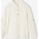 Chemises Vertbaudet blanches à effet froissé en coton à col mao style ethnique pour garçon de la boutique en ligne Vertbaudet.fr 