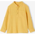Chemises Vertbaudet jaunes à effet froissé en coton à col mao Taille 4 ans style ethnique pour garçon de la boutique en ligne Vertbaudet.fr 