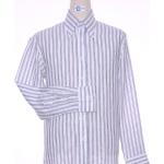 Chemises bleu marine à rayures en lin en lin lavable à la main classiques pour homme 