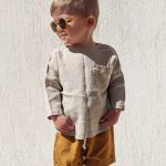 Chemises marron en lin éco-responsable Taille 1 mois look fashion pour garçon de la boutique en ligne Etsy.com 