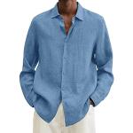 Chemises bleu marine à carreaux en velours sans repassage à manches longues Taille 4 XL plus size look casual pour homme 
