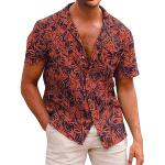 Chemises hawaiennes rouges à fleurs en coton à manches courtes Taille M classiques pour homme en promo 