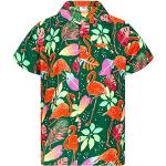 Chemises hawaiennes vert foncé à fleurs en polyester à motif fleurs à manches courtes Taille M look casual pour homme 