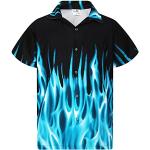 Chemises hawaiennes turquoise en polyester à manches courtes Taille XS look casual pour homme 