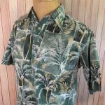 Chemises hawaiennes beiges en coton à motif USA à manches courtes classiques pour homme 