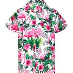 Chemises hawaiennes roses en polyester à motif flamants roses à manches courtes Taille 5 XL look casual pour homme 