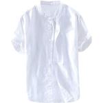 Chemises blanches à carreaux col mao à manches courtes Taille XL plus size look casual pour femme 