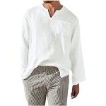 Chemises blanches à effet léopard à paillettes à capuche à manches longues à col en V Taille XL look médiéval pour homme 
