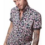 Chemises oxford roses à fleurs en viscose à manches courtes Taille 3 XL pour homme 