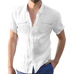 Chemises de mariage blanches en satin sans repassage à manches courtes Taille XL look casual pour homme 