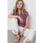 Chemises Etam violettes à motif palmier à manches courtes à manches courtes Taille XS pour femme 
