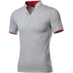 Chemise Outdoor Homme Col Montant Coupe Slim Couleur Pure Polo Chemise Homme Encolure Lettre Impression Chemise Causal Homme Options Multicolores Manches Courtes Homme G-Grey L