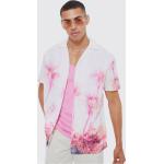 Chemises boohooMAN roses à motif palmier à manches courtes à manches courtes Taille XL pour homme 