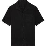 Chemises Zadig & Voltaire noires en lin en lin à manches courtes Taille M pour homme 