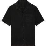 Chemises Zadig & Voltaire noires en lin en lin à manches courtes Taille S pour homme 