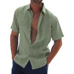 Chemises de mariage vert clair à carreaux en lycra sans repassage à manches longues à double col Taille L plus size look casual pour homme 