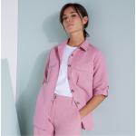 Chemises roses en lin à manches trois-quart Taille XS look casual pour femme en promo 