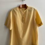 Chemises jaunes en soie à manches courtes Taille XL pour femme 