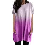 Robes longues en dentelle de soirée violettes bio à manches courtes à col rond Taille 3 XL plus size look casual pour femme 