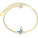 Chengxun Bracelet papillon bleu simple plaqué or époxy bleu réglable cadeau pour femme adolescente fille, 16cm+5cm, Cuivre