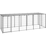 Chenil extérieur cage enclos parc animaux chien argenté 330 x 110 x 110 cm acier 02_0000270